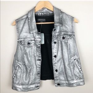Forever 21 Silver Crop Vest